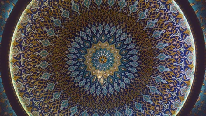 A richly patterned mosaic.